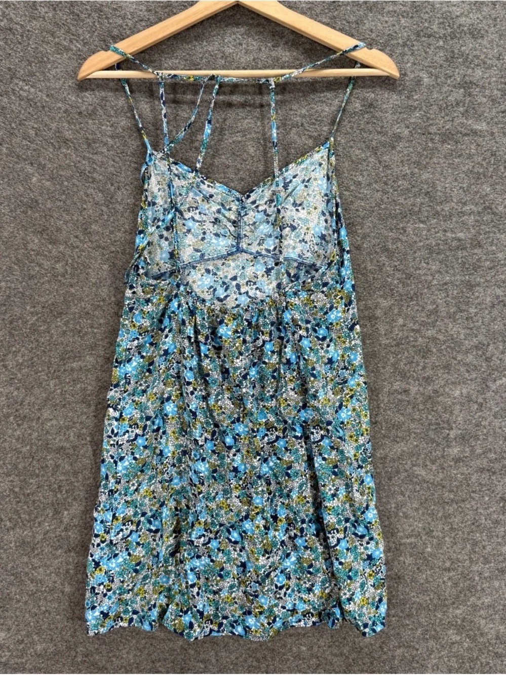 wild fable Blue Floral Print Top with Teal and Yellow Accents